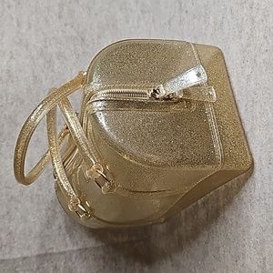 Jelly Shoulder Purse Hand Bag Gold Glitter